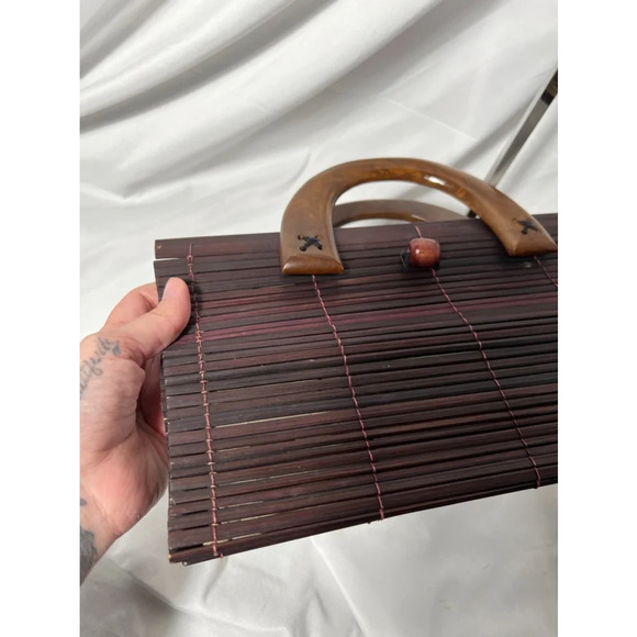 Vintage Brown Bamboo Unbranded Satchel Handbag - Picture 9 of 10